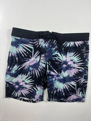 Pantalones cortos de natación No Boundaries para hombre 36 negros púrpura verde azulado palma tie-dye Foto 1 de 4