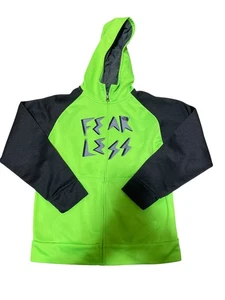 The North Face Kids Jacket Hoodie Green Black Fear Less Zip Boys Sz L (14-16) - Picture 1 of 8