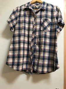 Tall Pines Woolrich kariertes kurzärmliges Button-Down-Damenhemd Medium XL Tall - Bild 1 von 6