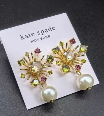 Pendientes KATE SPADE Multicolor Cristal Fuegos Artificiales Perla Nuevos en Tarjeta Foto 1 de 4