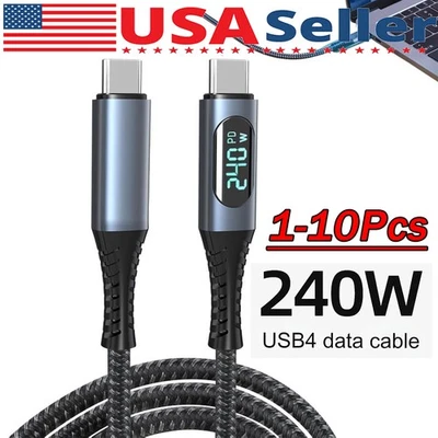 Thunderbolt 4 USB-C 4.0 Cable Charger Data 40Gbps PD 240W 8K Video Display Lot - Image 1 of 4
