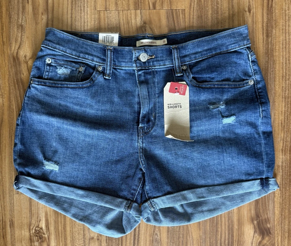 Levi's Women's Mid Length Shorts Hawaii Ocean 31 US 12
