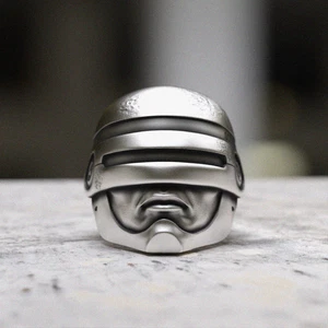 Handmade 925 Sterling Silver RoboCop Ring -Retro Sci-Fi Cyberpunk Statement Ring - Picture 1 of 8