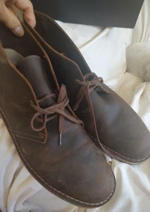 CLARKS MENS BROWN LEATHER CHUKA ANKLE BOOTS, SIZE 12D - Picture 1 of 7