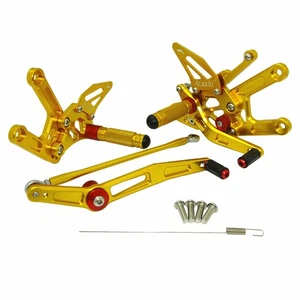 Gold Adjustable Rearset Footrests Foot Rest Pegs Kit For YAMAHA YZF R6 2006-2016 - Picture 1 of 9