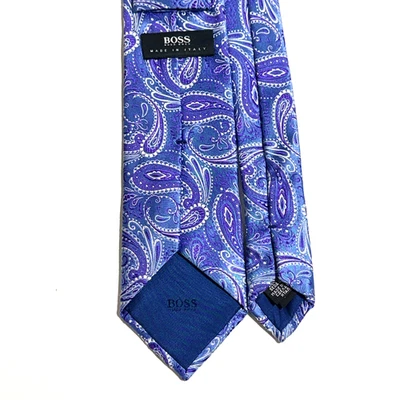 Corbata delgada BOSS Hugo Boss cachemira púrpura y azul 2,5" x 59" - seda Foto 1 de 4