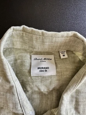Baird McNutt Linen Shirt Mens Medium Button Murano Slim Fit Long Sleeve Striped - Image 1 of 4