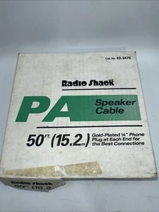 NOS Radio Shack 42-2470 PA Speaker Cable 50' 15.2m Gold Plated 1/4" Phone Plug - Picture 1 of 2