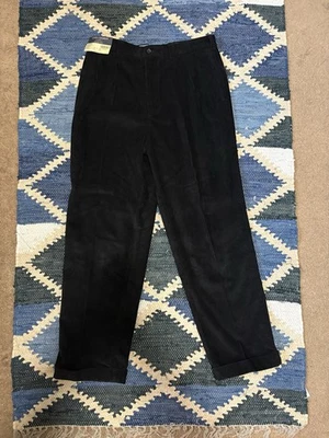 Pantalón de salón Daniel Cremieux clásico para hombre 34x30 negro puños plisado con etiquetas Foto 1 de 4