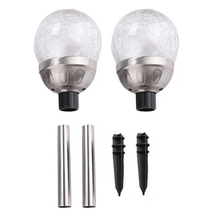 2Pcs Solar Outdoor Lights, Waterproof Courtyard Stake Crackle Round Ball Ligh... - Picture 1 of 9