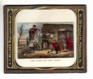 Arkansaw Traveler Glass photo C 1890 Color Magic Lantern Slide - color scene - Picture 1 of 2