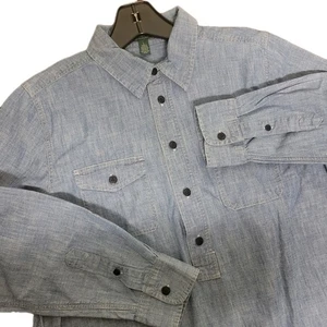 Camisa de Colección Lauren Jeans Ralph Lauren Para Hombres L Azul Pullover 5 Botones Denim Bolsillo - Imagen 1 de 15