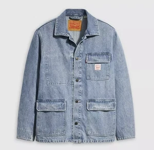 Levi's Broadway Engineer Coat Relaxed Fit Blue Denim Jean Jacket Men’s Size L - Picture 1 of 11