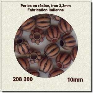 208200 *** PERLES RÉSINE STYLE ETHNIQUE RONDES 10MM***BRIQUE - Imagen 1 de 2