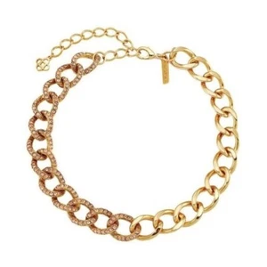 Oscar De La Renta 18k Goldplated & Crystal Curb-chain Brass Necklace $890 - Picture 1 of 10