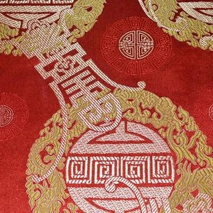 Faux Silk Brocade (Chinese Words) Jacquard Damask Kimono Fabric Material BL17 - Picture 1 of 26