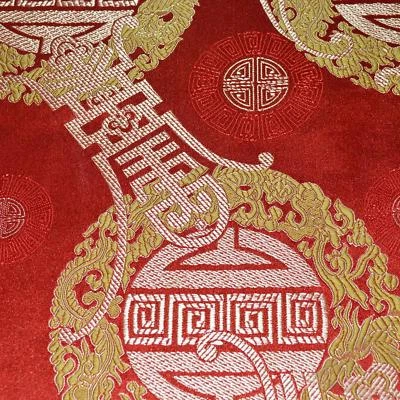 Faux Silk Brocade (Chinese Words) Jacquard Damask Kimono Fabric Material BL17 - Image 1 of 4