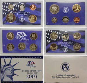 2003 Proof set CN-Clad W/ Kennedy & Sacagawea - (OGP) 10 coins - Picture 1 of 6