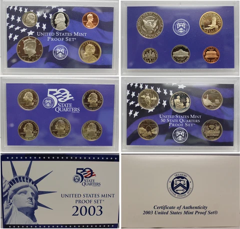 2003 Proof set CN-Clad W/ Kennedy & Sacagawea - (OGP) 10 coins Cover