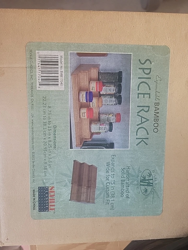 Seville Classics 3-Tier Expandable Bamboo Spice Rack Step Shelf Organizer - Image 1 of 1