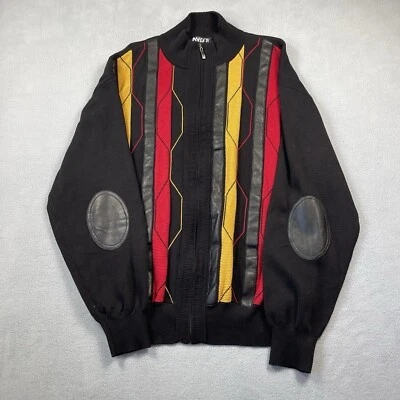 Chaqueta Suéter Insearch Para Hombre XXL Negra Cremallera Completa Rayas Gruesas Coderas Simulada Foto 1 de 4