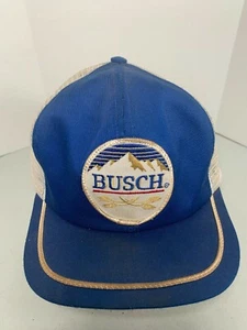 Vintage BUSCH Mountain Patch Trucker Mesh Snapback Hat 70s 80s - Picture 1 of 9