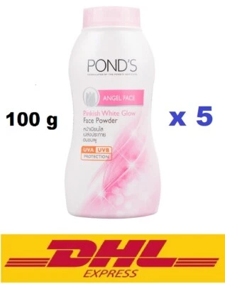 5 x 100 g Pond Angel Face Powder Pinkish White Glow Talc UVA UVB Protect DHL exp - Image 1 of 4
