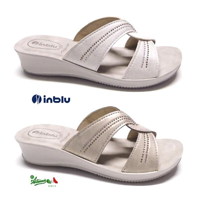 INBLU ciabatte pantofole aperte donna solettaSOFT strass SE Bianco Grigio