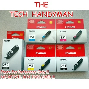 5-PACK CANON GENUINE 250 BLACK & 251 COLOR INK (NO RETAIL BOX) MX722 MX922 MX925 - Picture 1 of 2