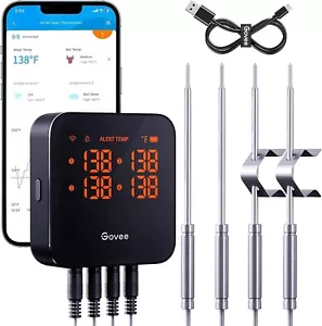 Govee H5198 Wi-Fi Grilling Meat Thermometer with 4 Probes Smart Bluetooth Grill - Picture 1 of 9