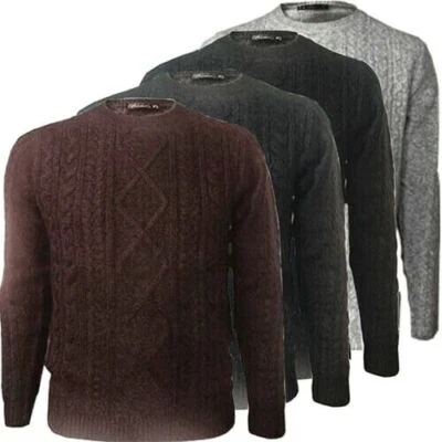 Mens Jumper Pullover Sweater Chunky Knit Wool Winter Warm Fisherman Top Man NEW