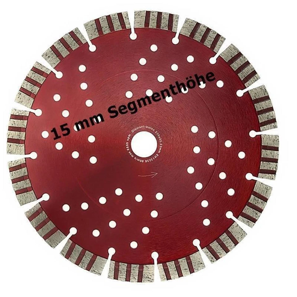 DIAMANT UNION Diamanttrennscheibe Beton Waschbeton Bordstein Pflaster 230 /15 mm Turbo Segme
