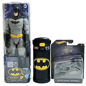 Batman Actionfigur, Batmobile Spielzeug & Thermoskanne Batman Funtainer Trinkflasche 12oz - Bild 1 von 11