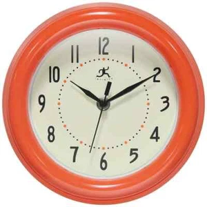 8 Inch Orange Black Spartan Round Quartz Silent Battery Wall Clock Home Display - Picture 1 of 7