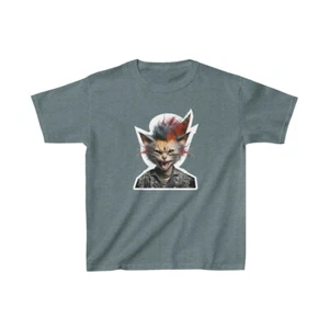 US Kids - Cat punk music - Kids Heavy Cotton Tee - 7Y to 14Y - Picture 1 of 29