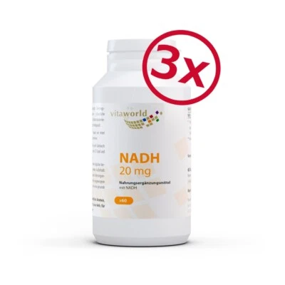 Pack de 3 NADH 20mg 180 Capsules Vita World Pharmacie en Allemagne Coenzyme - Photo 1/2