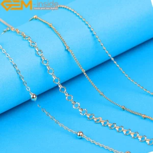 Collana catena cavo acciaio ottone placcato oro 14 kt bracciale gioiello ciondolo 39,3" - Foto 1 di 124