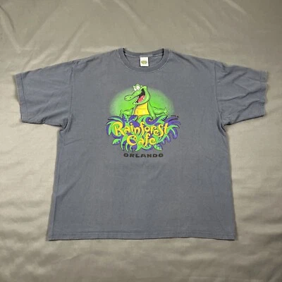 VTG Rainforest Cafe Shirt Mens XXL Blue Orlando Graphic  USA Nile The Crocodile - Image 1 of 4