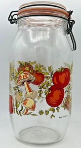 Arc France Glass Jar VTG Canister Hinged Lid 2L Spice of Life Mushroom Vegetable - Picture 1 of 9