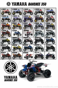 Póster de pancarta Yamaha Banshee yfz 350 generaciones 1987 a 2010 arte de pared garaje - Imagen 1 de 3