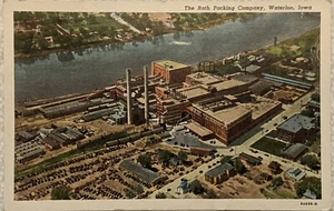 Rath Packing Waterloo Iowa IA Rath Packing Company c1939 Aerial View Postcard - Picture 1 of 2