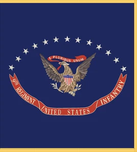 Rectangle Flags - 9th Regiment of United States Infantry - 1898 - 1899 w Gold - Picture 1 of 1