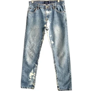 Lucky Brand Jeans Boys Billy Straight Blue Denim Size 18 Distressed Acid Washed - Picture 1 of 10