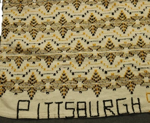 Hand Stitched Pittsburgh Steelers Stadium Lap Blanket Black  Yellow Cream 46x42 - Picture 1 of 13