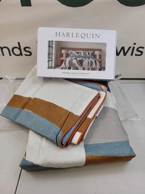 Harlequin Torillo - DOUBLE - Duvet Set Black Earth/Cornflower/Walnut RRP £95.00 - Image 1 of 4