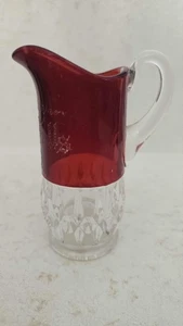 Antique 1905 Ruby Red Flash Glass Souvenir Mini Pitcher Personalized “Ella” - Picture 1 of 12