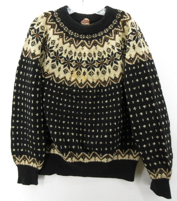 VINTAGE Brooks Brothers Sweater Men Small Black 40s 50s Wool Birdseye Nordic * - Image 1 of 4