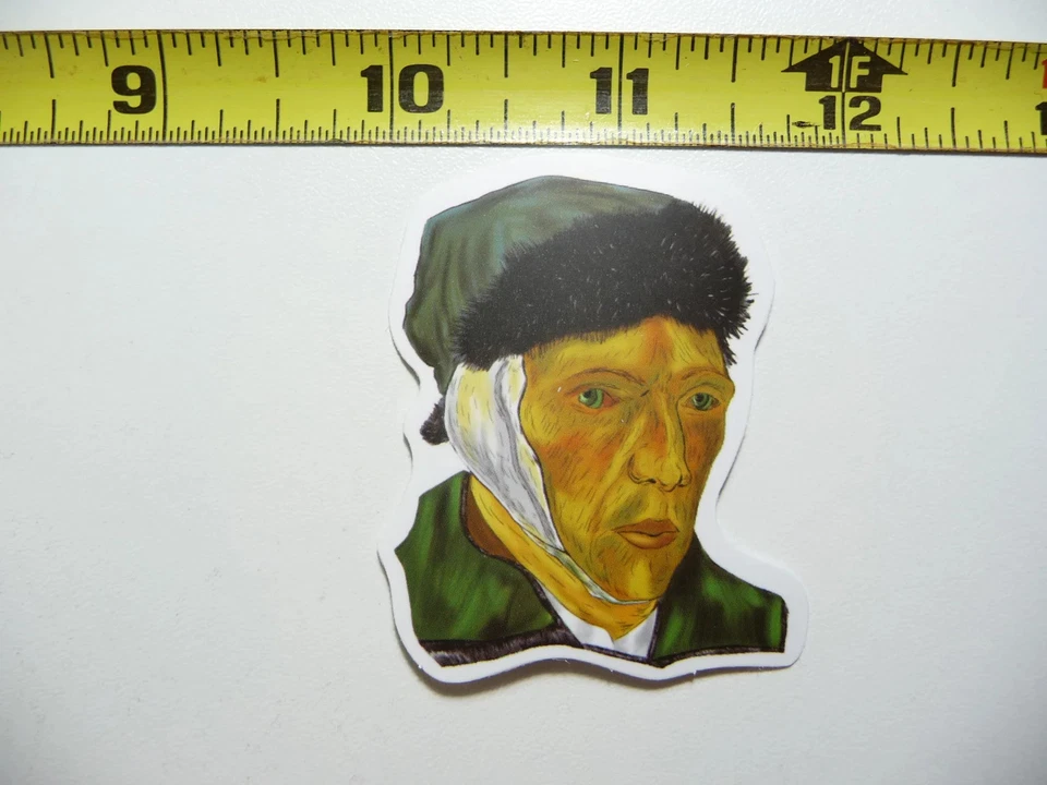 VAN GOGH SELF PORTRAIT BANDAGE EAR SMALL STICKER DECAL PAINTING MUSEUM ART - Image 1 of 1