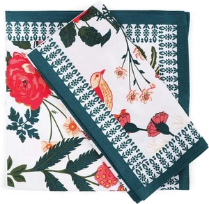 Cloth Napkins Set of 12 Cotton Linen Blend Printed Dinner Napkins Cloth Miter... - Picture 1 of 4