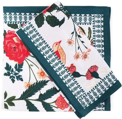Cloth Napkins Set of 12 Cotton Linen Blend Printed Dinner Napkins Cloth Miter... - Image 1 of 4